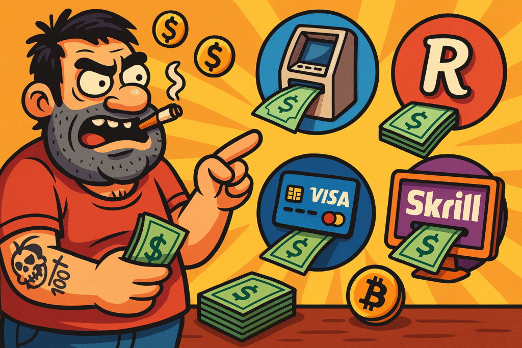 Выбери как закидывать и выводить бабки